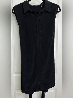 Zoa New York Black Shirt Romper Large Button Front Belted Utility Minimalist